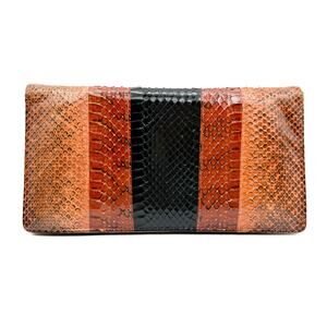Vintage Snake Skin Envelope Clutch Wallet Hand-Stitched Embossed Design